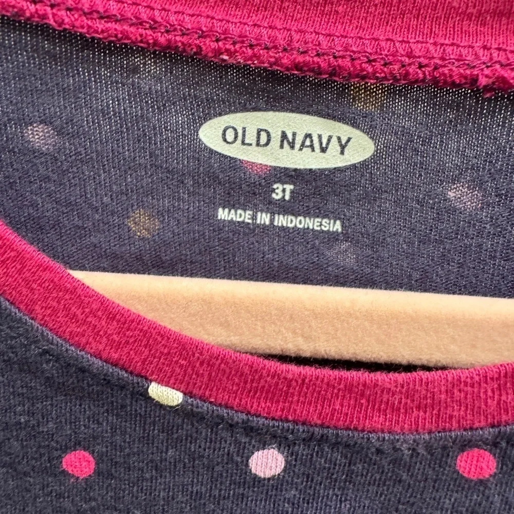 Old Navy 3T Girls Blue Multicolor Polka Dot Short Sleeve Tee Shirt Blouse